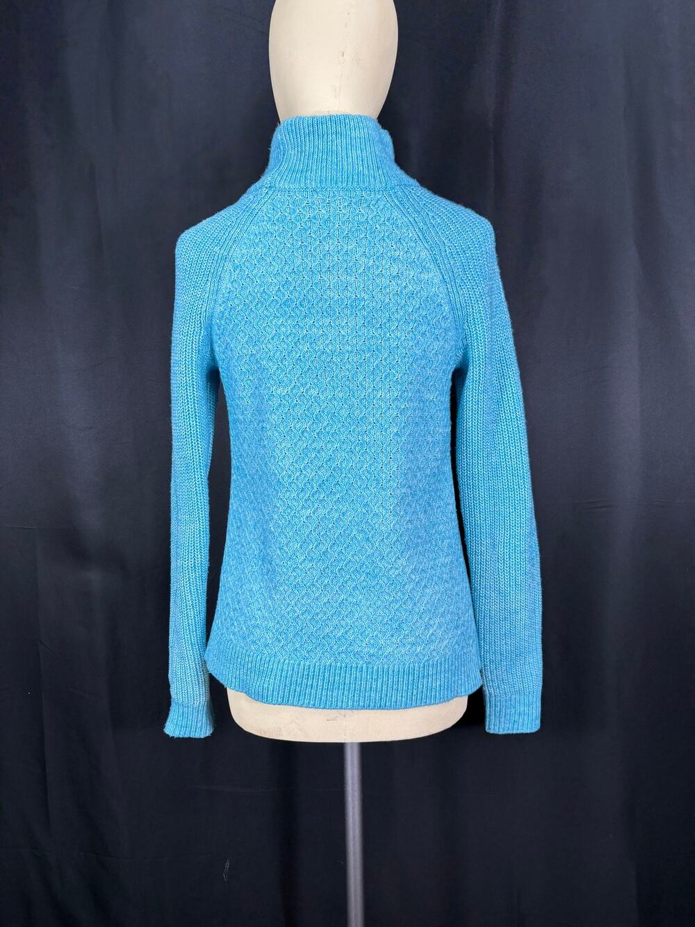 Talbots Honeycomb Aqua Sweater Turtleneck Women's Small Stylish Jumper